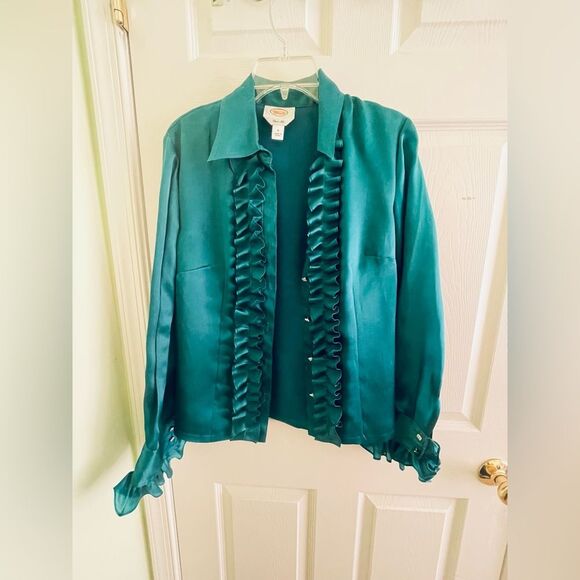 Talbots Silk blouse - Size 8 - Women’s - Romantic - Blue Teal Long Sleeve Blouse - Picture 5 of 7